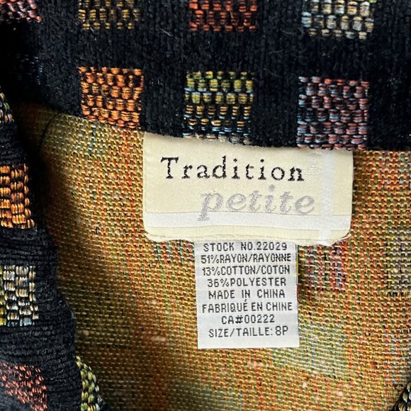Vintage Tradition Petite Black/Multicolour Size 8P Jacket - Picture 2 of 6
